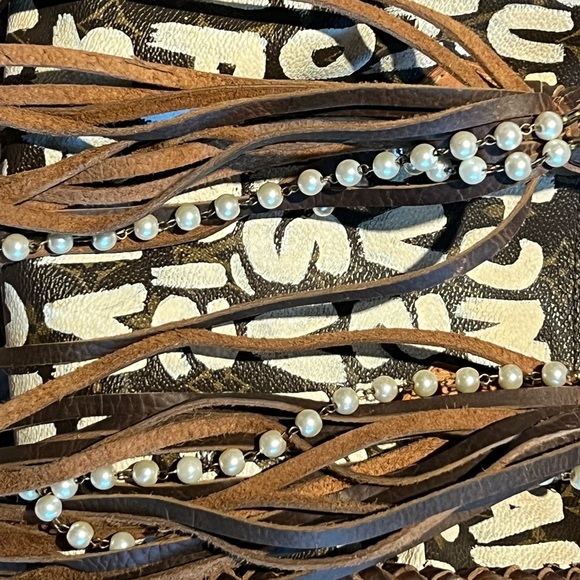 LOUIS VUITTON Speedy 25 Purse LV Monogram Graffiti Boho Pearl Fringe Bag HOST PK - Picture 15 of 16